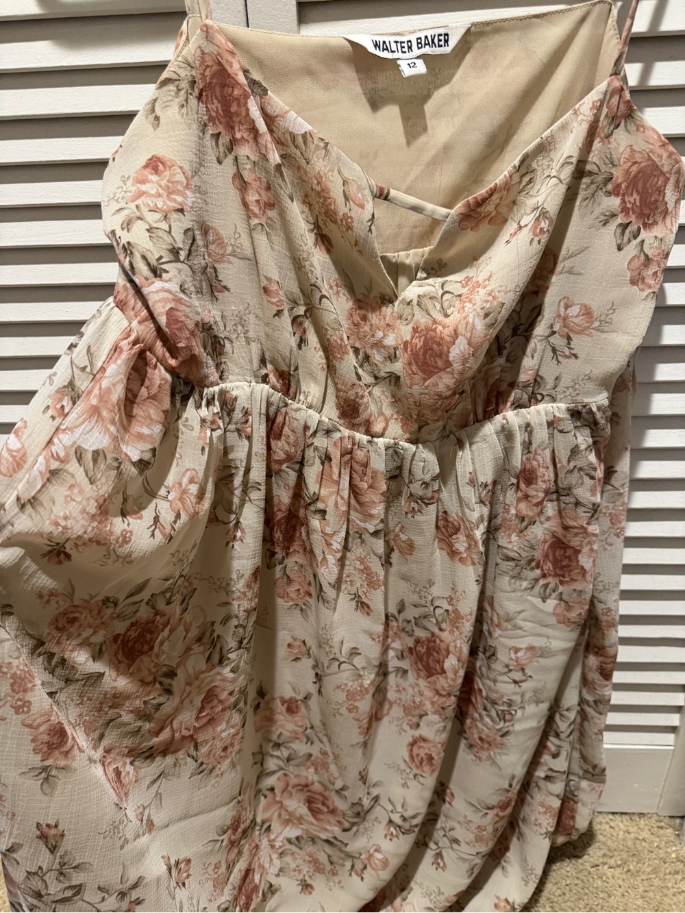 Walter Baker Cream Floral Peasant Camisole with Dusty Rose Print